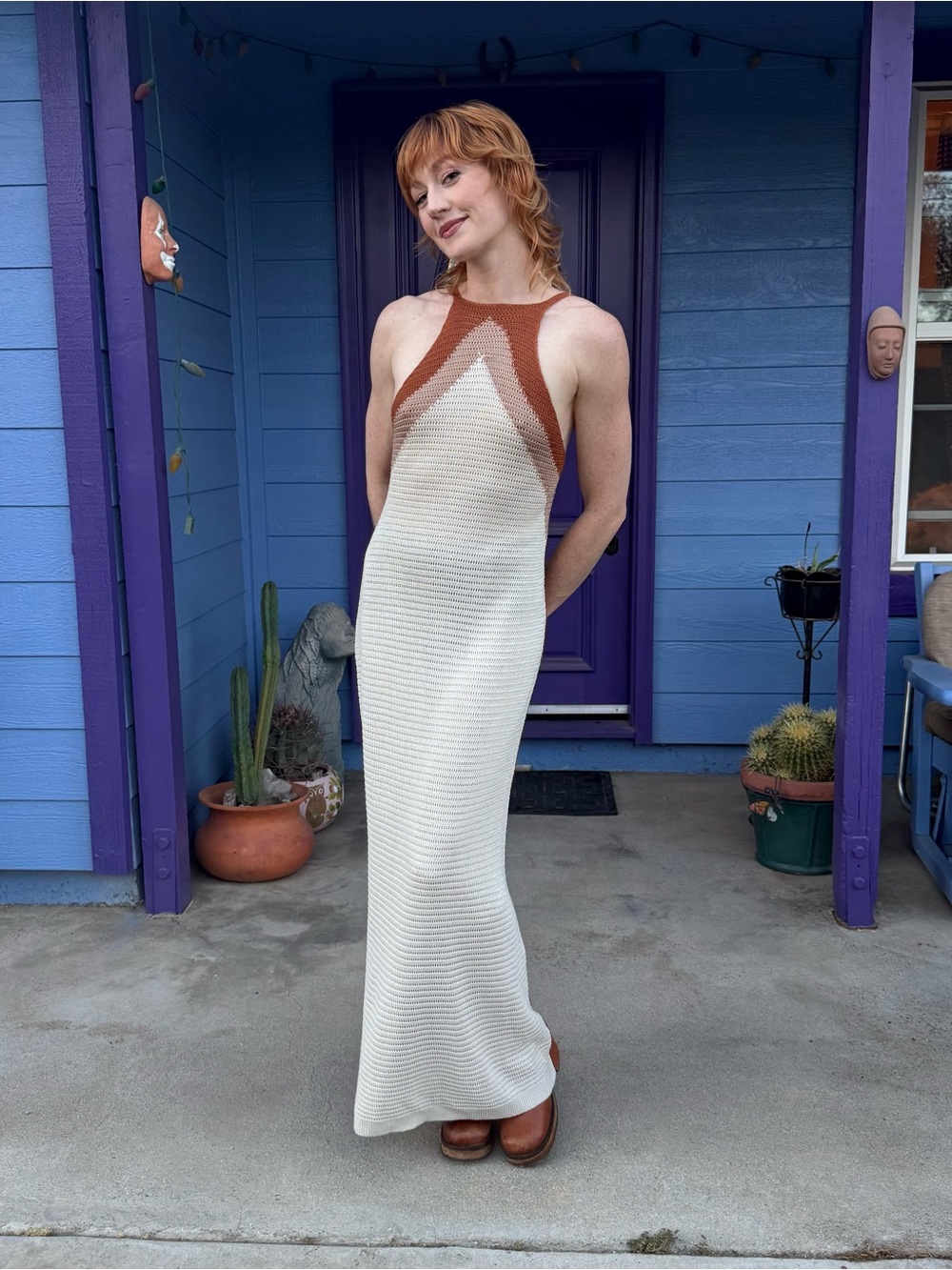Petal & Pup Cream Maxi Dress with Chevron Detail